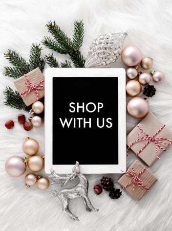 Shop with us flat layout picture with gifts